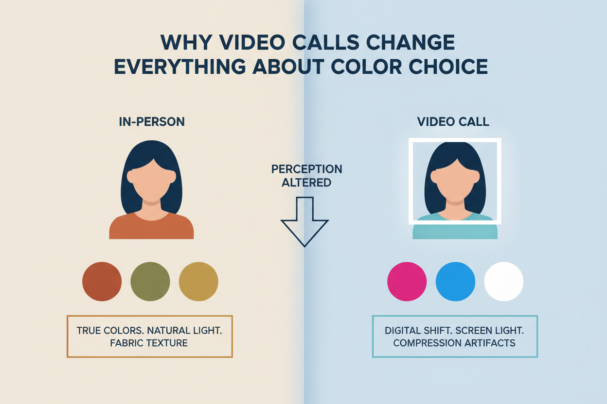 Interview Outfit Hues for Video Calls section visual for Why Video Calls Change Everything About Color Choice