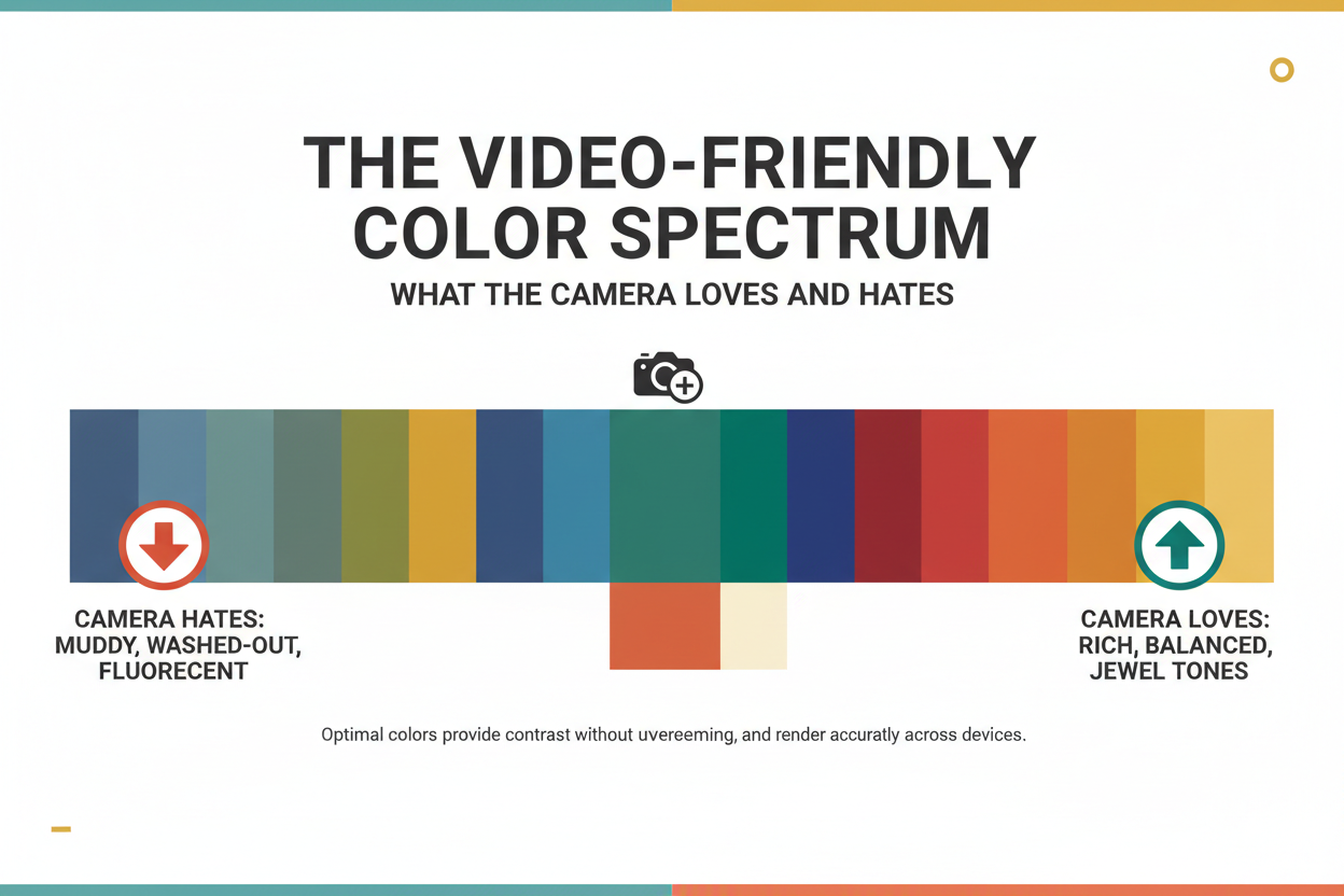 Interview Outfit Hues for Video Calls section visual for The Video-Friendly Color Spectrum: What the Camera Loves and Hates