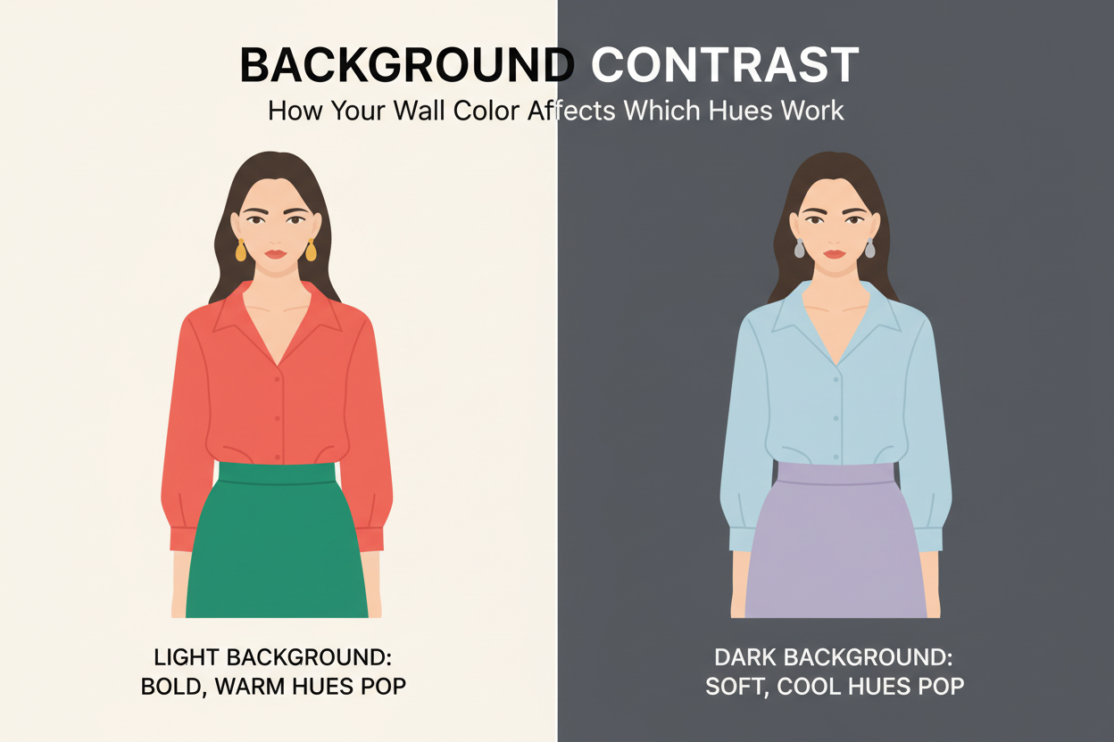 Interview Outfit Hues for Video Calls section visual for Background Contrast: How Your Wall Color Affects Which Hues Work