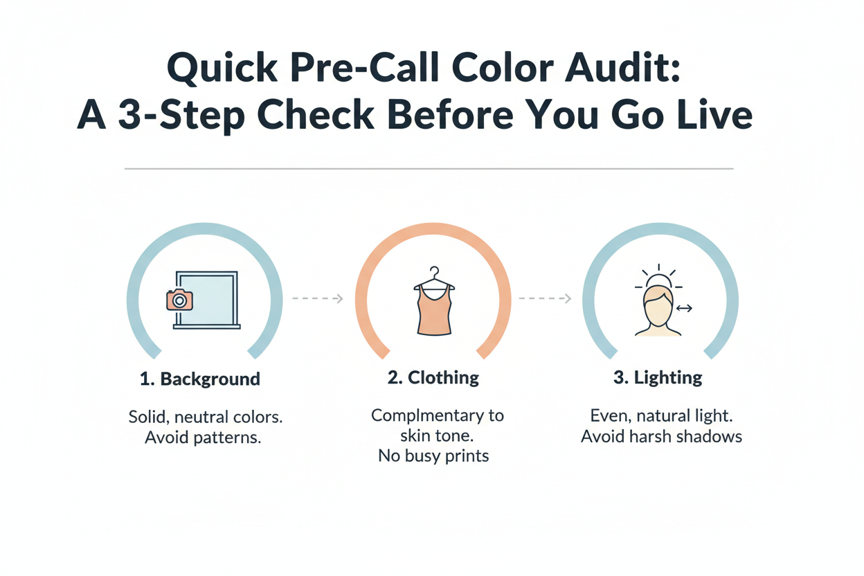 Interview Outfit Hues for Video Calls section visual for Quick Pre-Call Color Audit: A 3-Step Check Before You Go Live