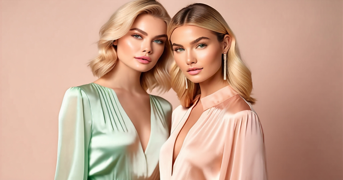 Two glamorous women with soft features demonstrating Light Spring characteristics and styling
