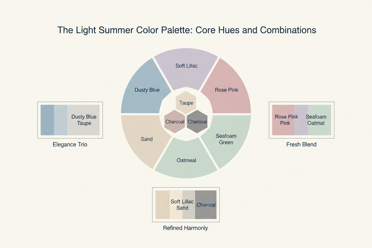Light Summer Color Palette Guide section visual for The Light Summer Color Palette: Core Hues and Combinations