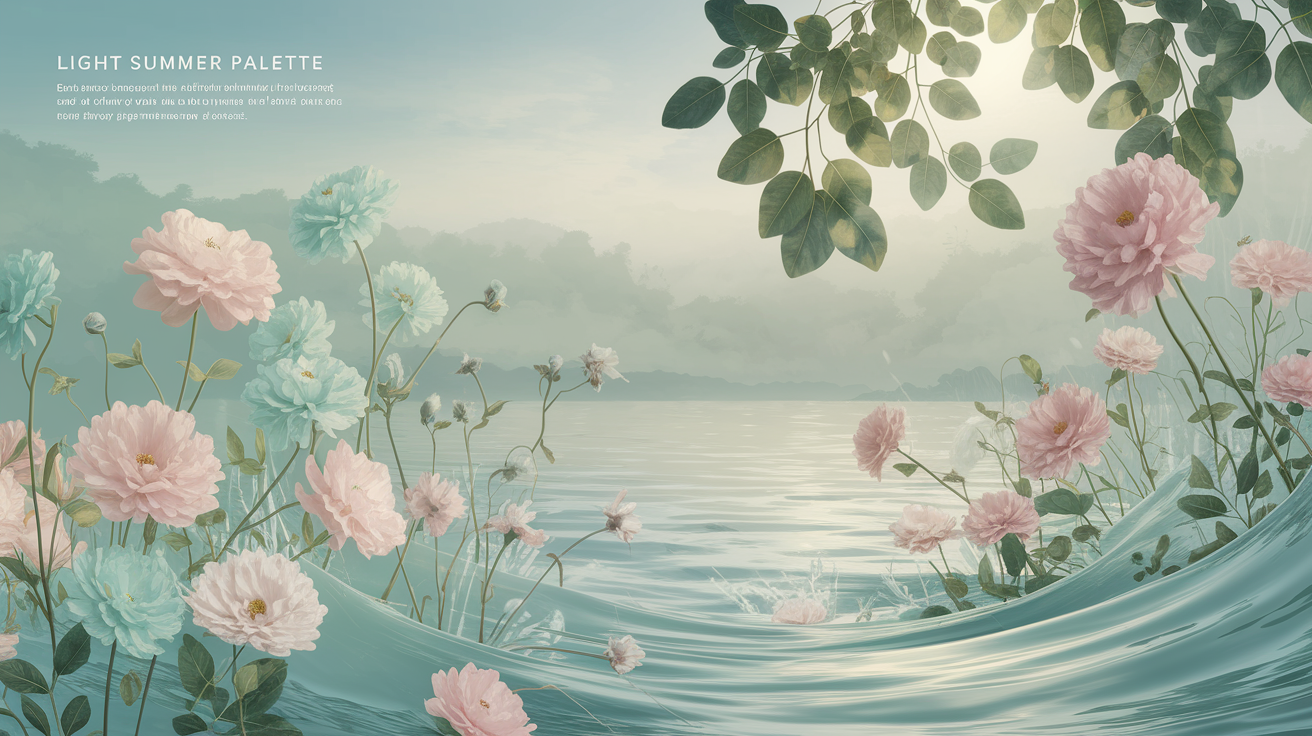 Light Summer palette essence showing soft, cool colors and their characteristics