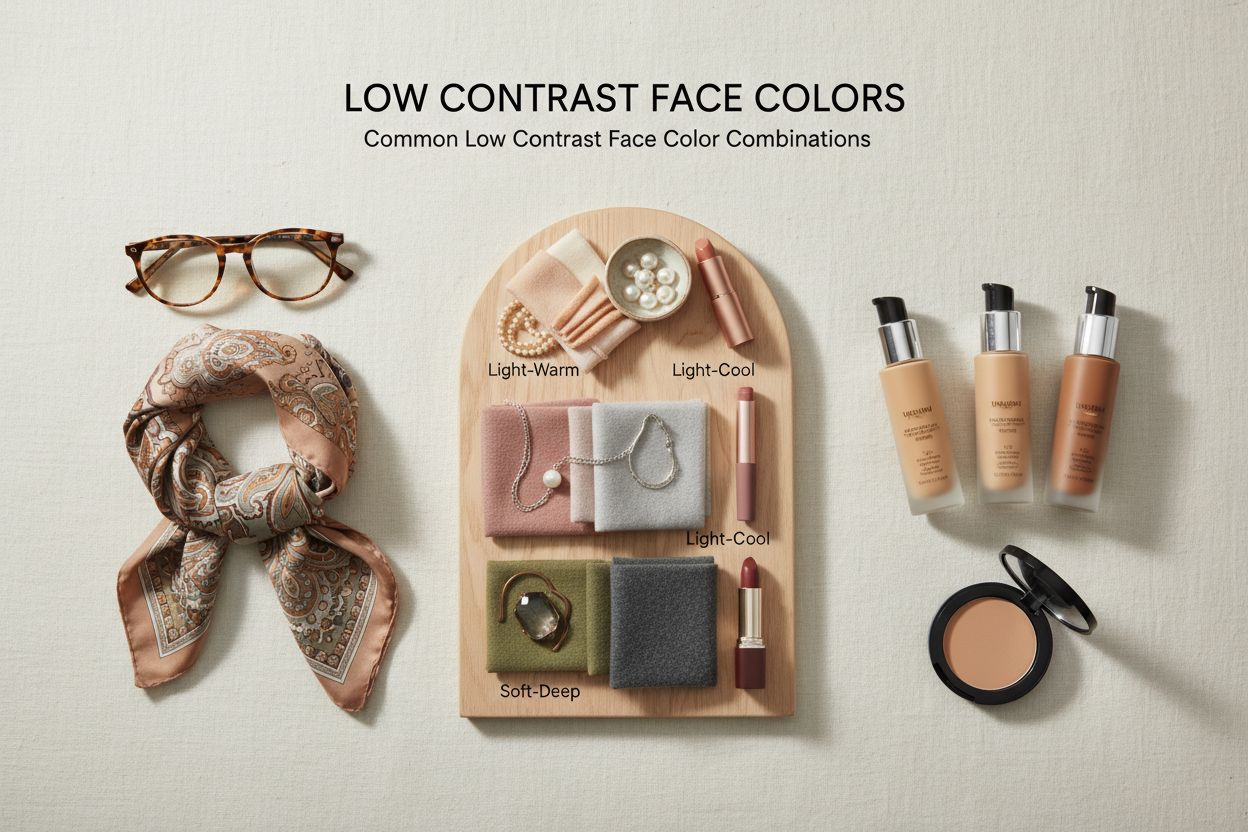 Low Contrast Face Colors section visual for Common Low Contrast Face Color Combinations