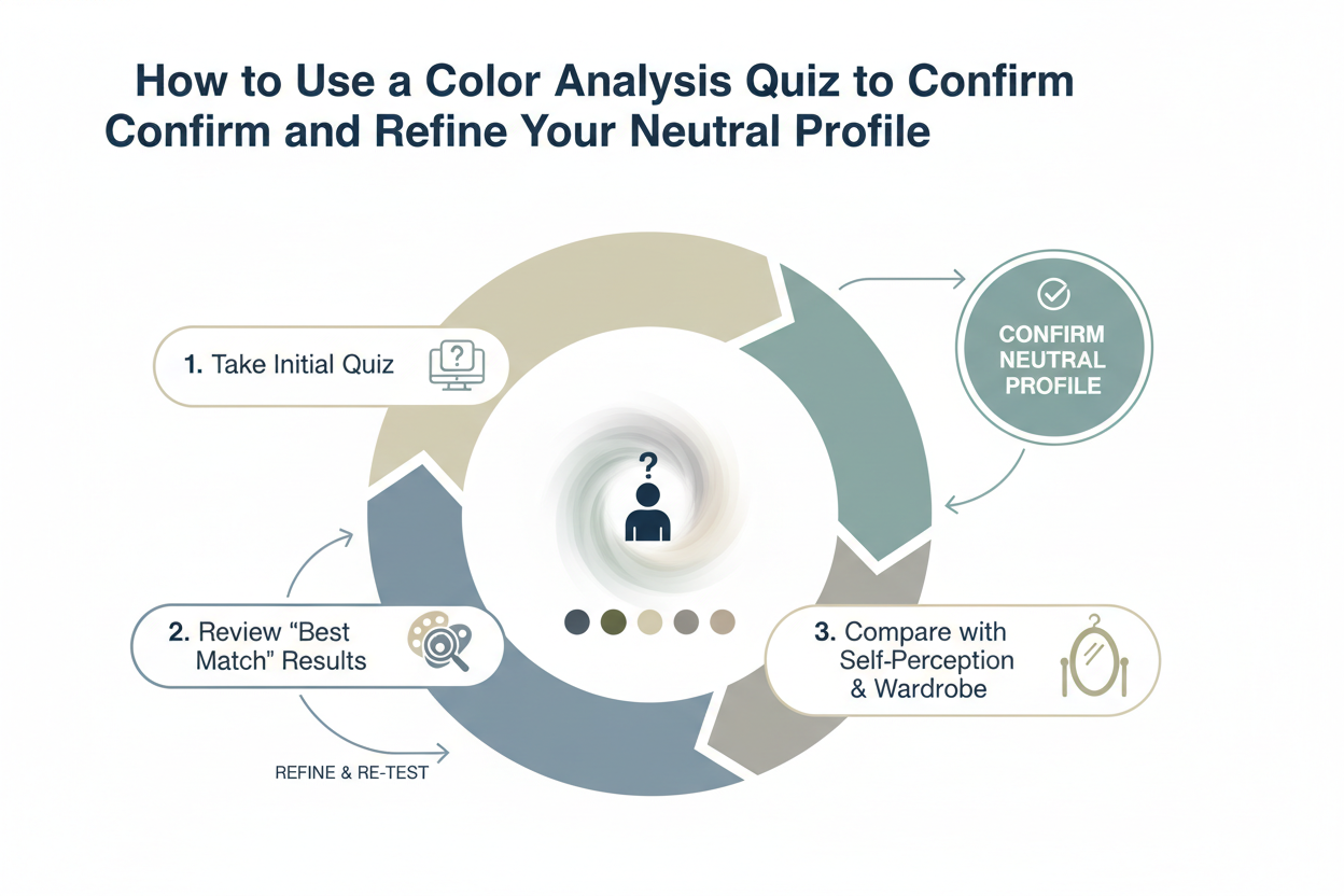 Neutral Skin Tone Complete Guide section visual for How to Use a Color Analysis Quiz to Confirm and Refine Your Neutral Profile