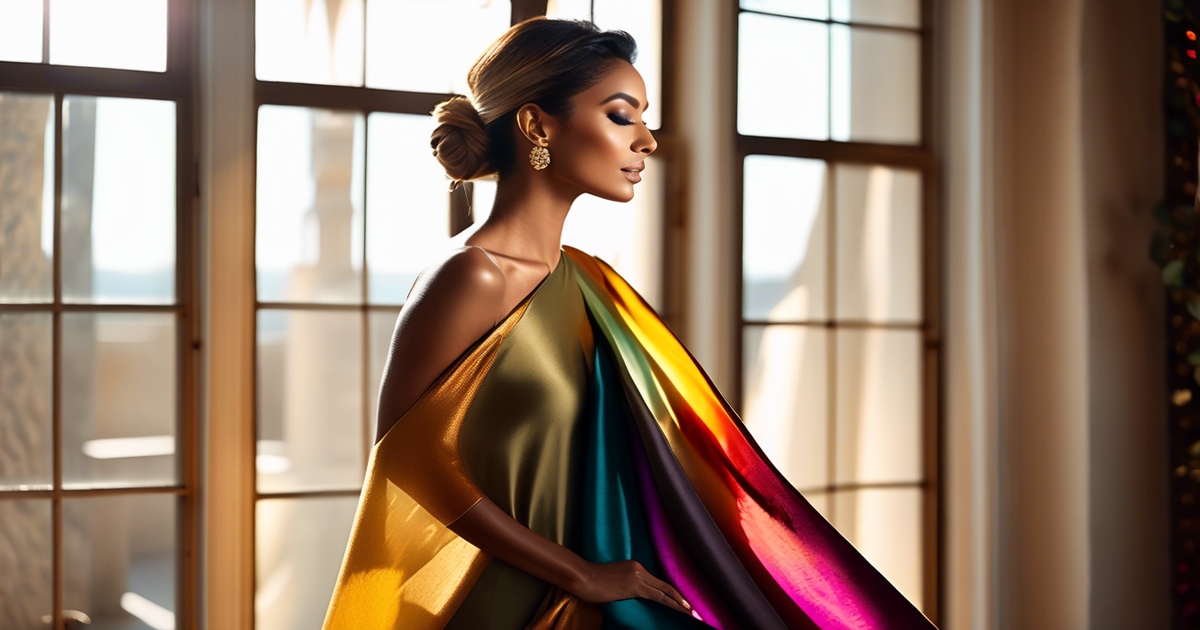 Realistic portrait of woman with olive skin holding color swatches demonstrating best clothing colors