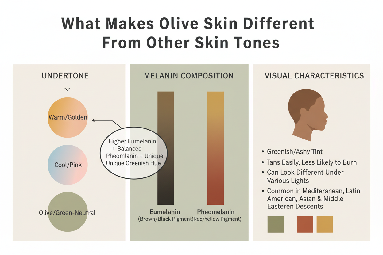 Olive Skin Warm vs Cool Undertone section visual for What Makes Olive Skin Different From Other Skin Tones