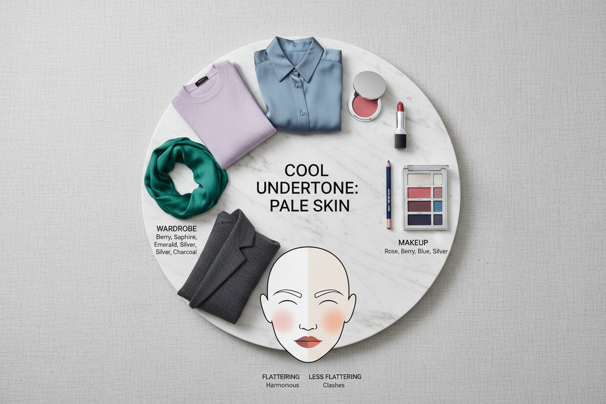 Pale Skin Warm vs Cool Undertone section visual for Best Colors for Pale Skin with a Cool Undertone