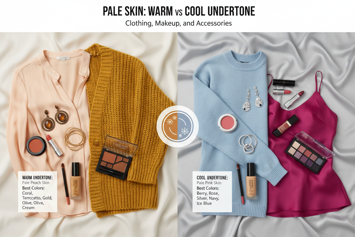 Pale Skin Warm vs Cool Undertone section visual for Applying Your Palette: Clothing, Makeup, and Accessories