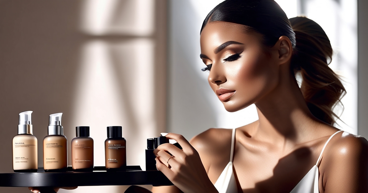 Woman holding foundation bottles demonstrating advanced foundation matching techniques
