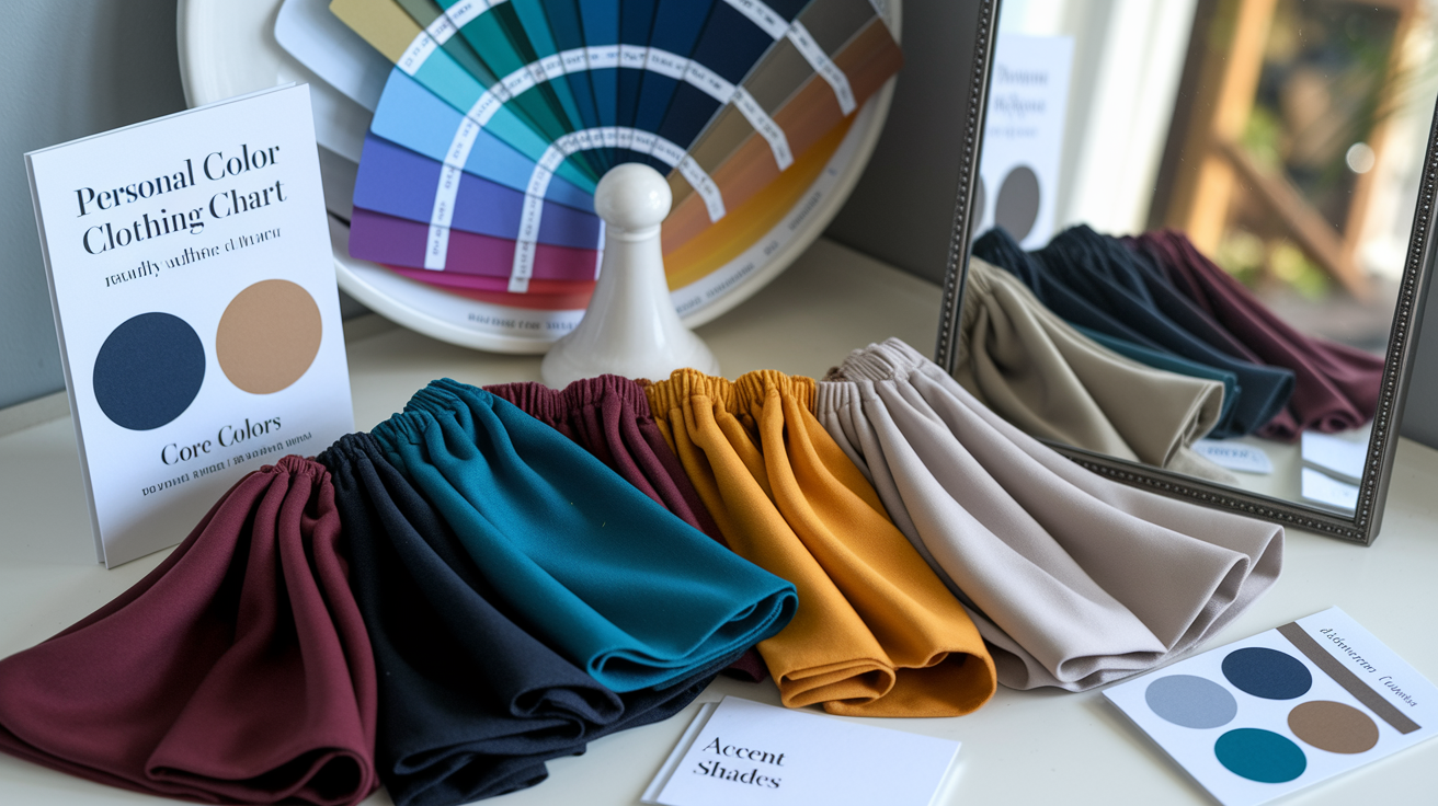 Personal color clothing chart guide showing undertone identification and palette building