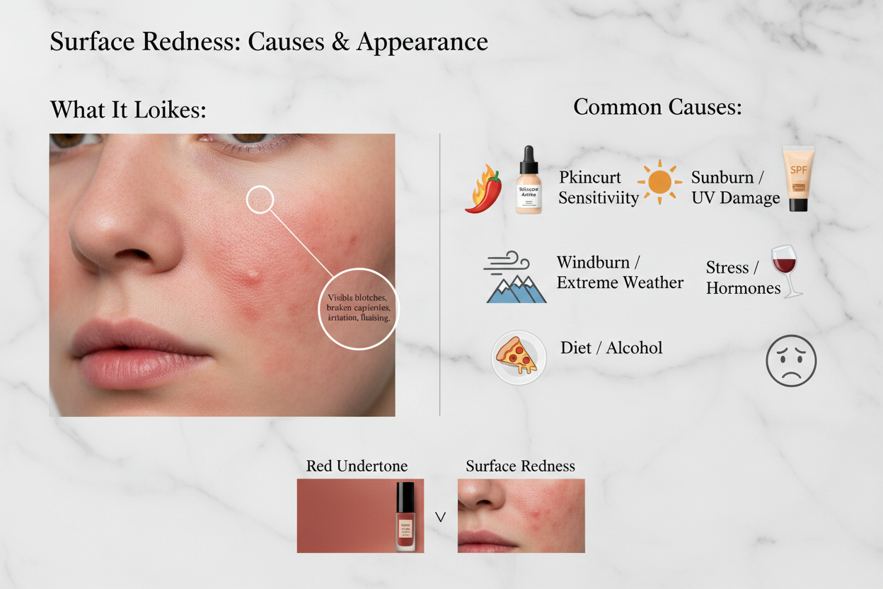 Red Undertone vs Surface Redness section visual for What Surface Redness Actually Is — and What Causes It