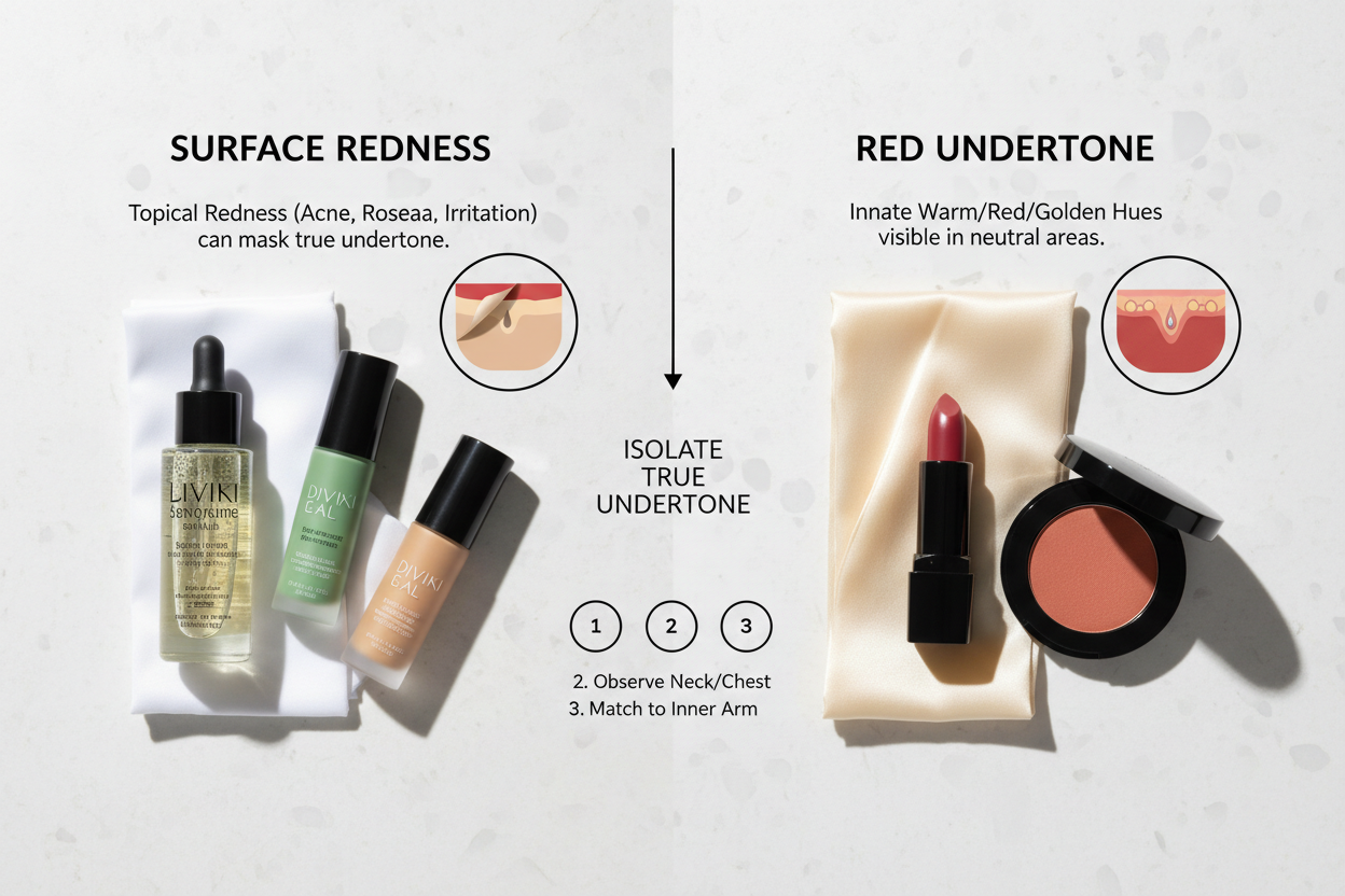 Red Undertone vs Surface Redness section visual for How to Isolate Your True Undertone When You Have Surface Redness