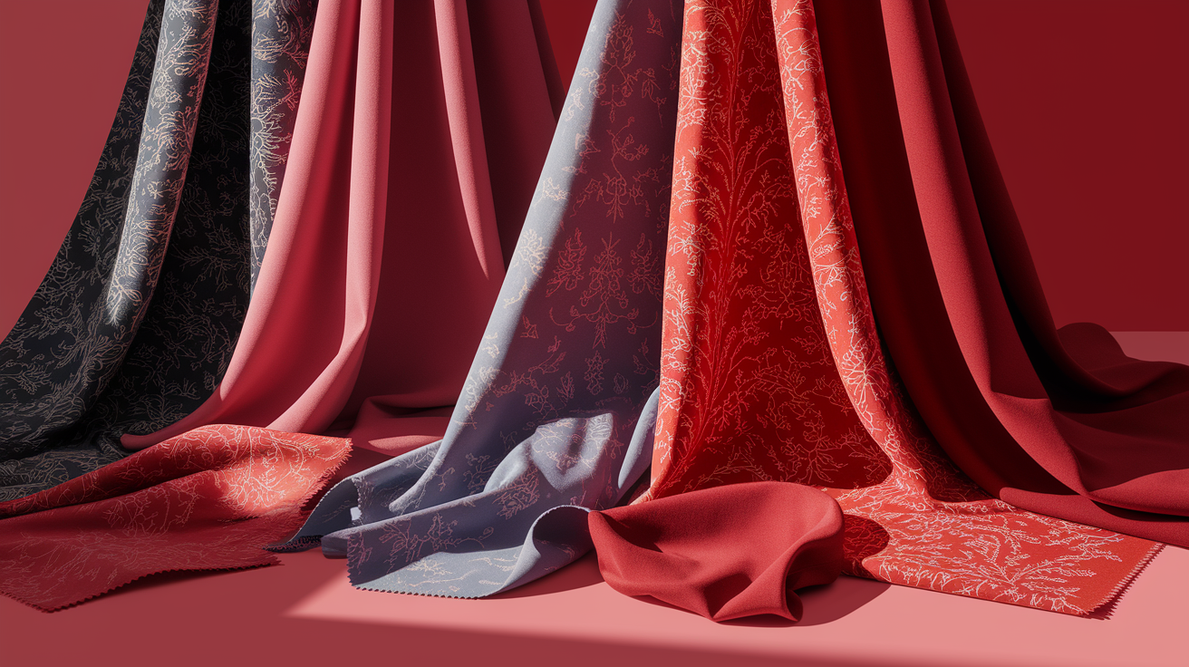 Visual guide showing how fabric texture, lighting, and patterns affect colors for red undertones