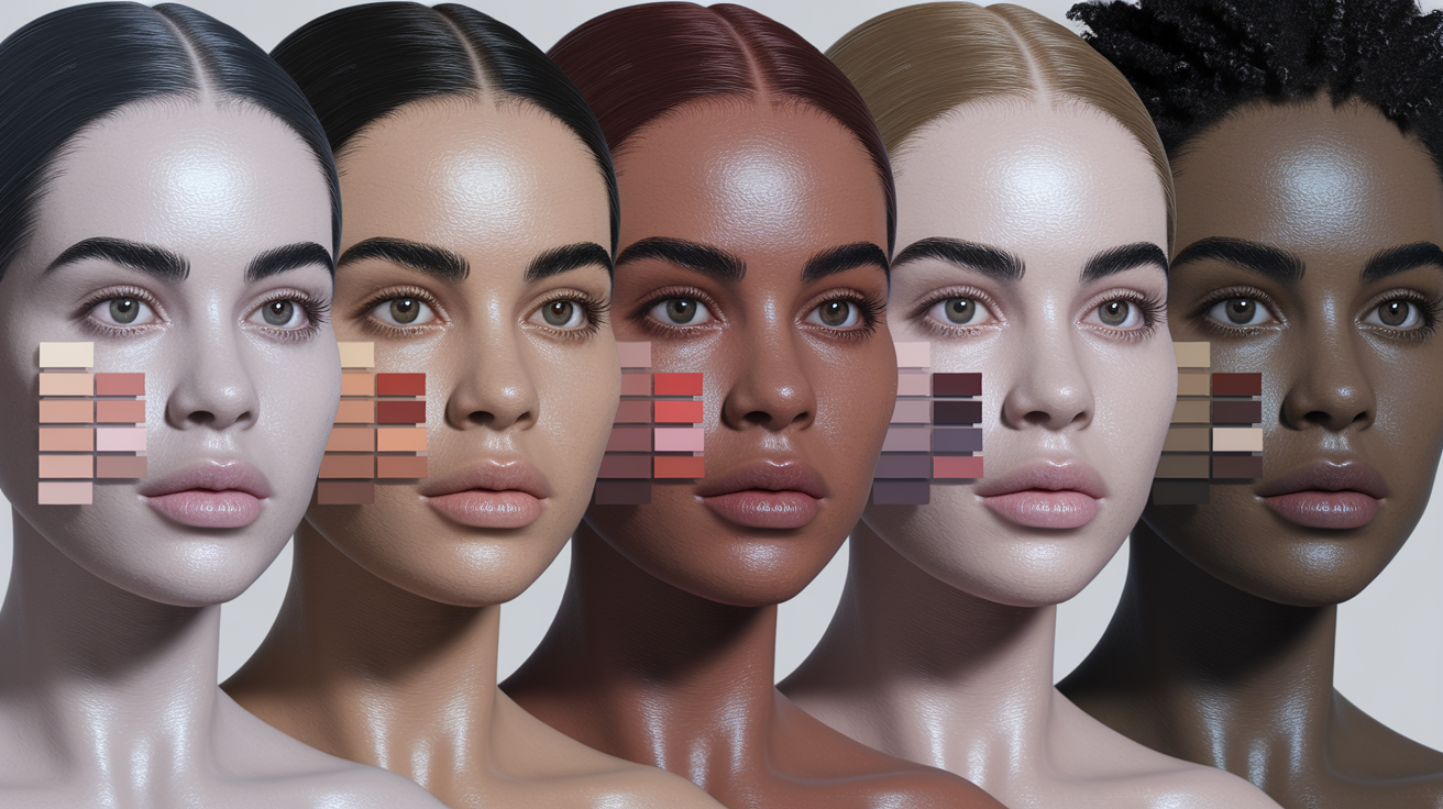 Color chart showing how different skin depths affect color choices for red undertones