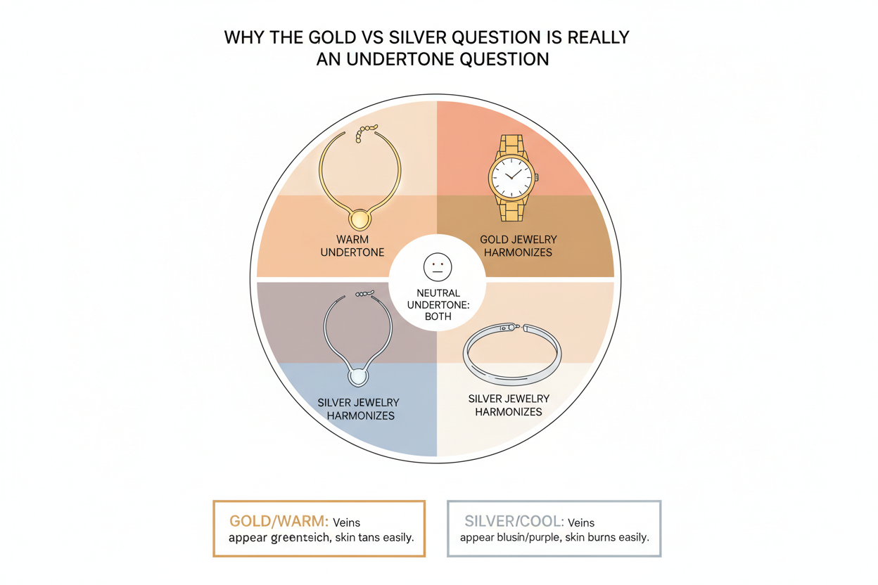 Silver vs Gold Jewelry by Color Season section visual for Why the Gold vs Silver Question Is Really an Undertone Question