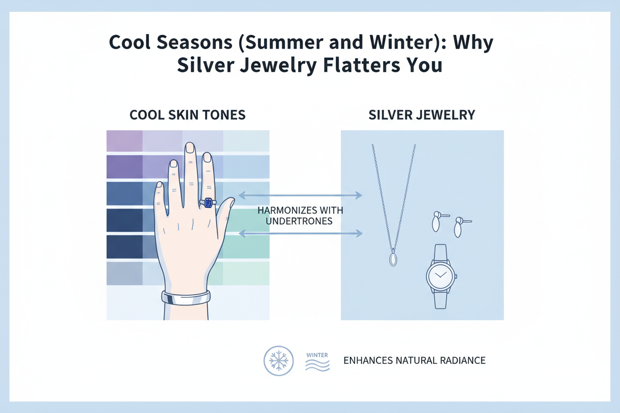 Silver vs Gold Jewelry by Color Season section visual for Cool Seasons (Summer and Winter): Why Silver Jewelry Flatters You