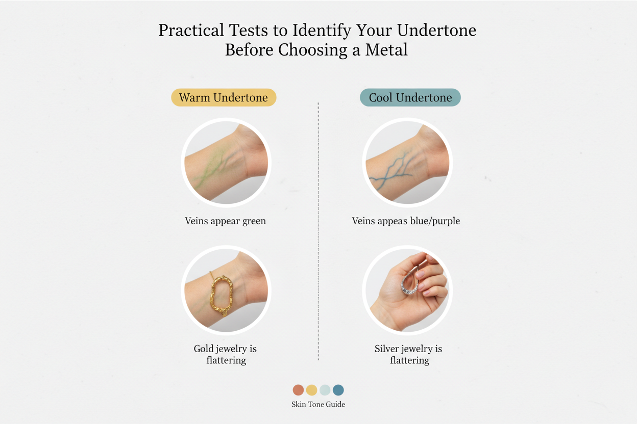Silver vs Gold Jewelry by Color Season section visual for Practical Tests to Identify Your Undertone Before Choosing a Metal