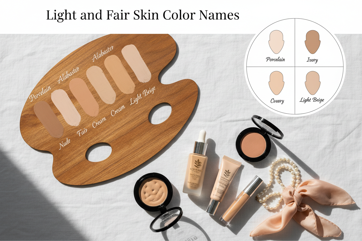 Skin Color Names With Pictures section visual for Light and Fair Skin Color Names With Pictures