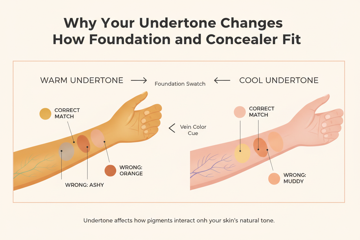 Skin Undertone Test at Home section visual for Why Your Undertone Changes How Foundation and Concealer Fit