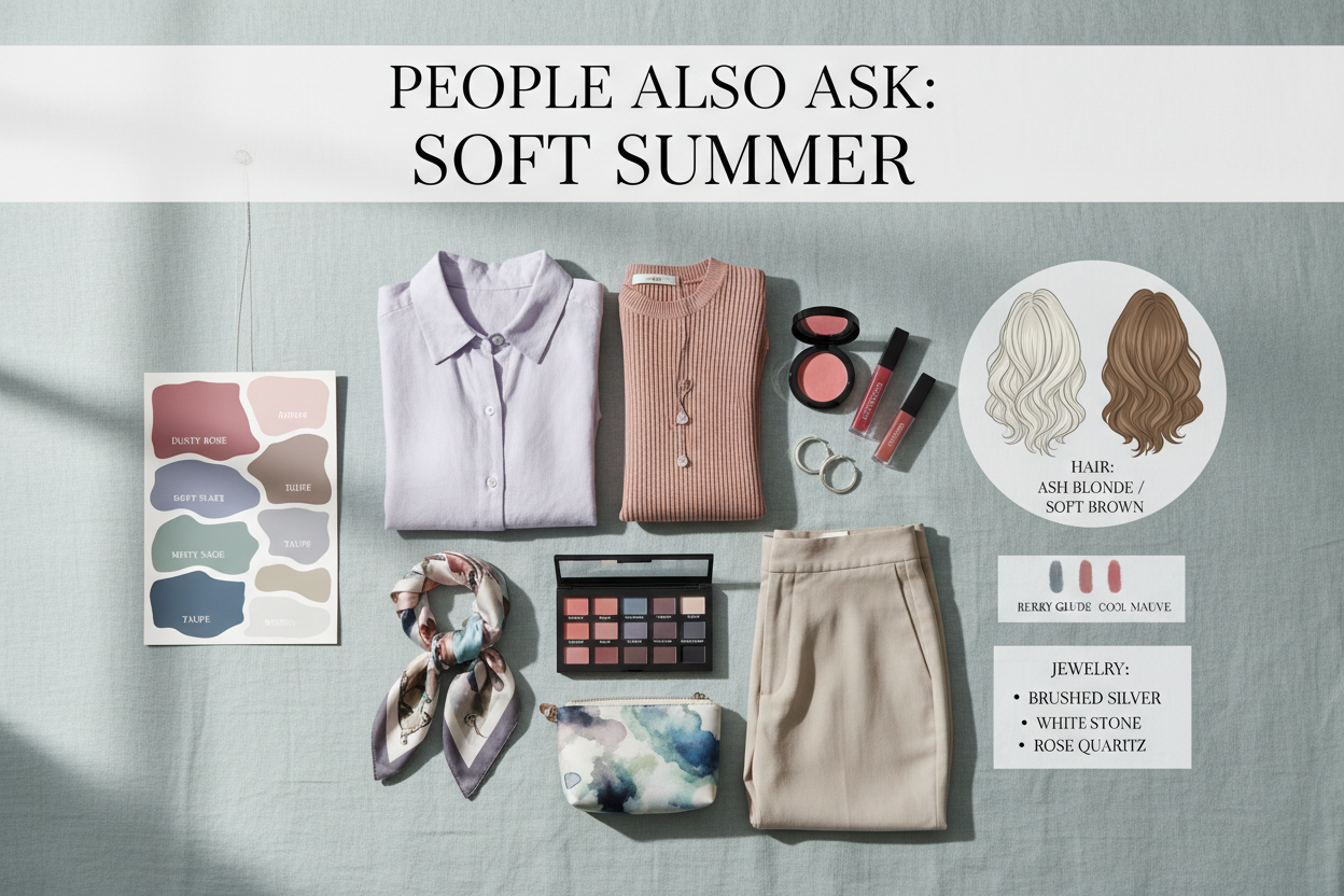 Soft Summer Clothing, Makeup, Jewelry, and Hair section visual for People Also Ask