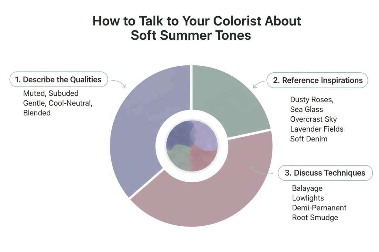 Soft Summer Hair Colors That Actually Work section visual for How to Talk to Your Colorist About Soft Summer Tones