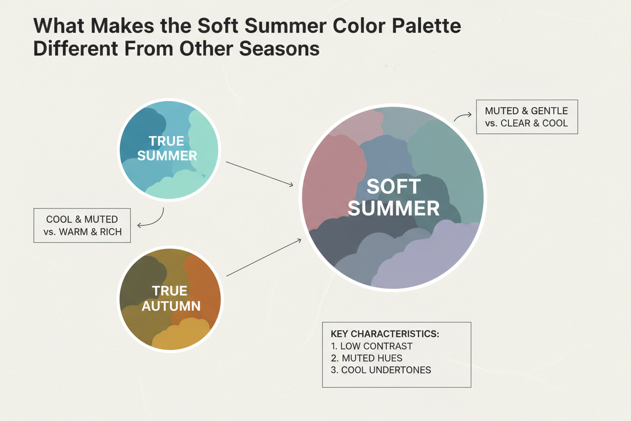 Soft Summer Palette Clothes: Capsule Wardrobe section visual for What Makes the Soft Summer Color Palette Different From Other Seasons