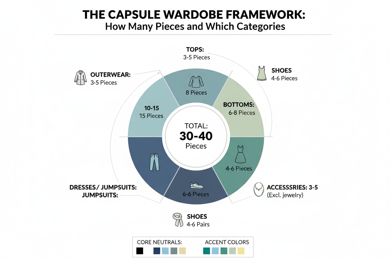 Soft Summer Palette Clothes: Capsule Wardrobe section visual for The Capsule Wardrobe Framework: How Many Pieces and Which Categories