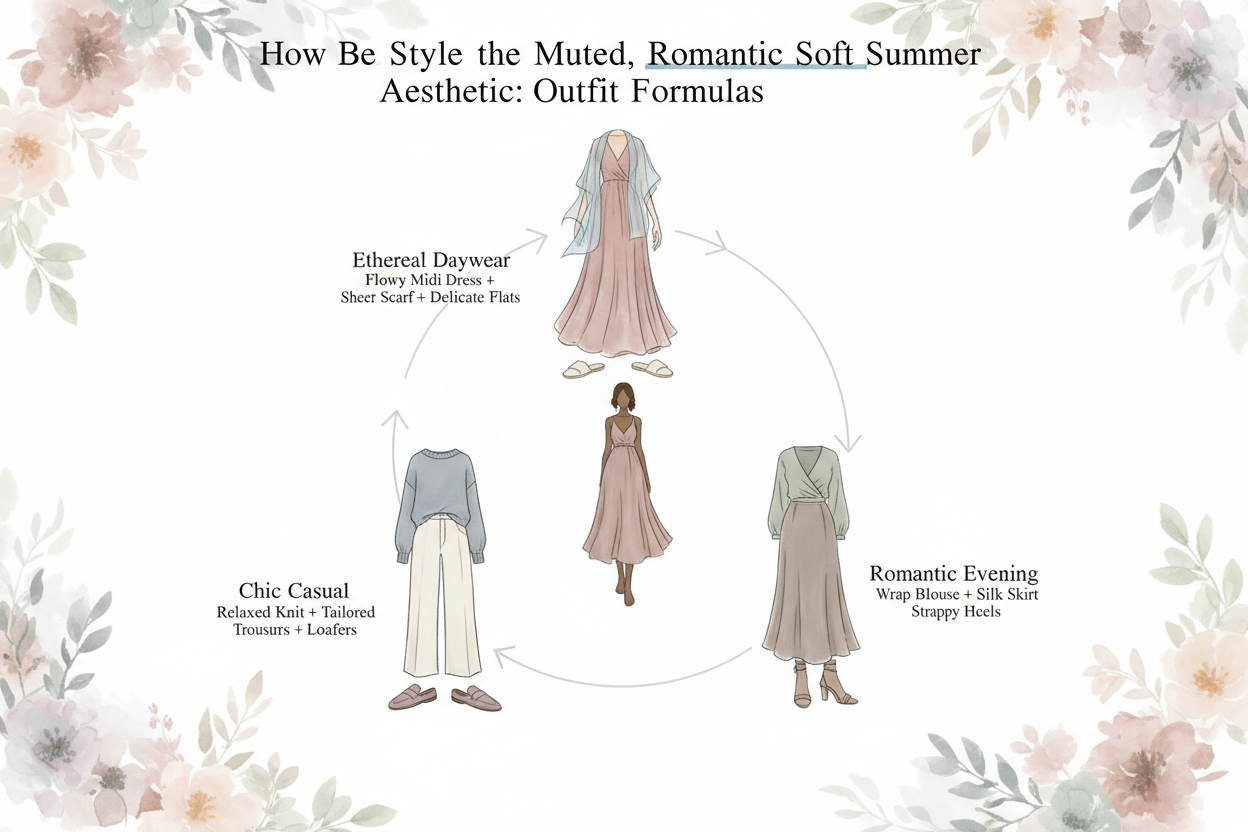 Soft Summer Palette Clothes: Capsule Wardrobe section visual for How to Style the Muted, Romantic Soft Summer Aesthetic: Outfit Formulas