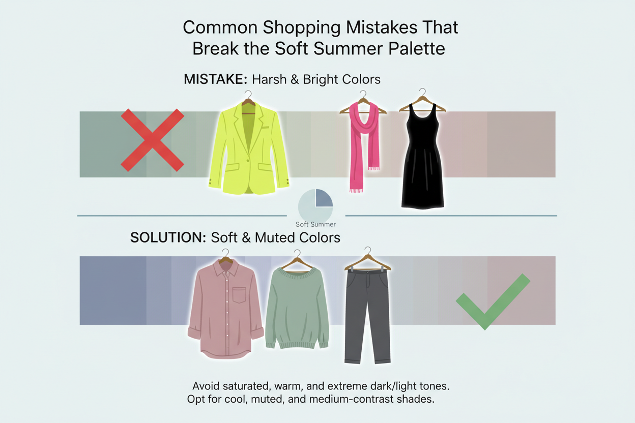Soft Summer Palette Clothes: Capsule Wardrobe section visual for Common Shopping Mistakes That Break the Soft Summer Palette
