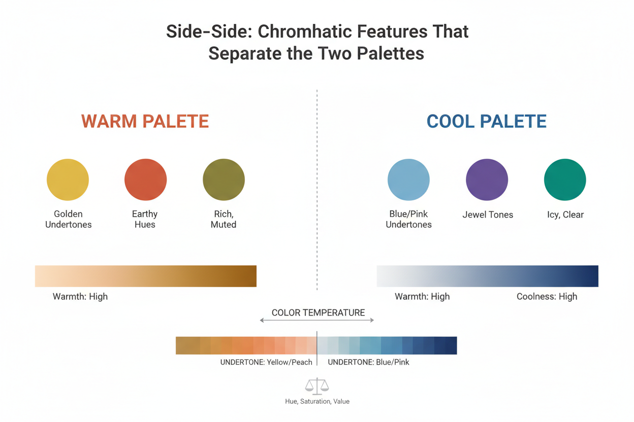 Soft Summer vs Soft Autumn: Key Differences section visual for Side-by-Side: Chromatic Features That Separate the Two Palettes