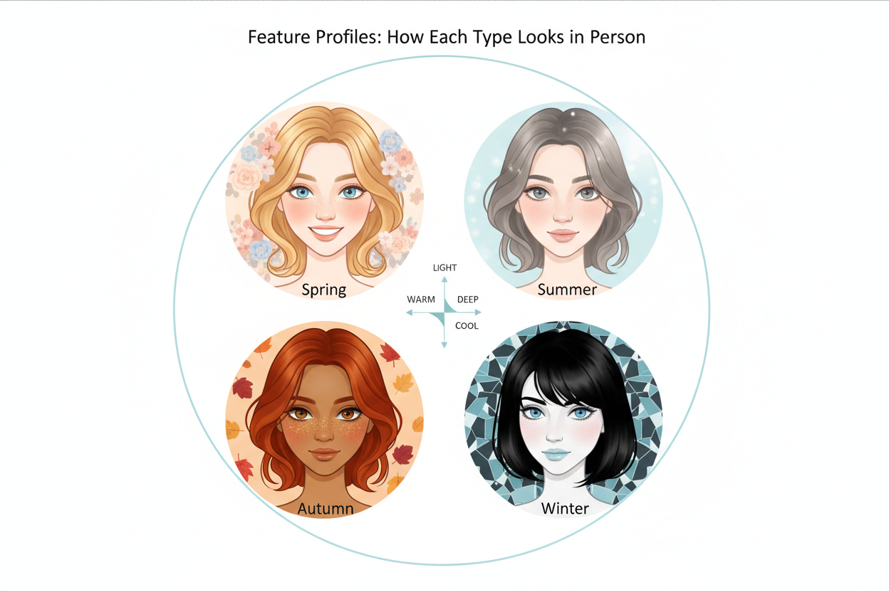 Soft Summer vs True Summer section visual for Feature Profiles: How Each Type Looks in Person