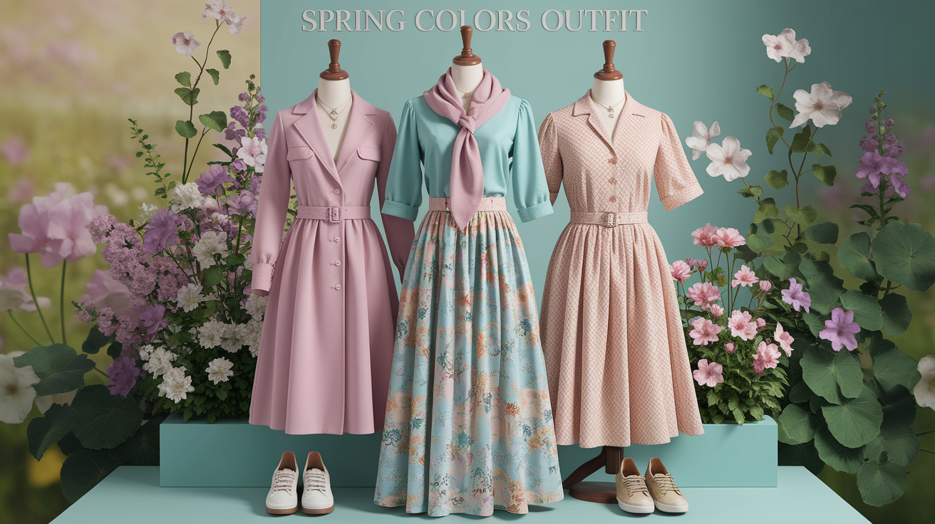 Spring fashion outfit styling guide with color theory and seasonal combinations