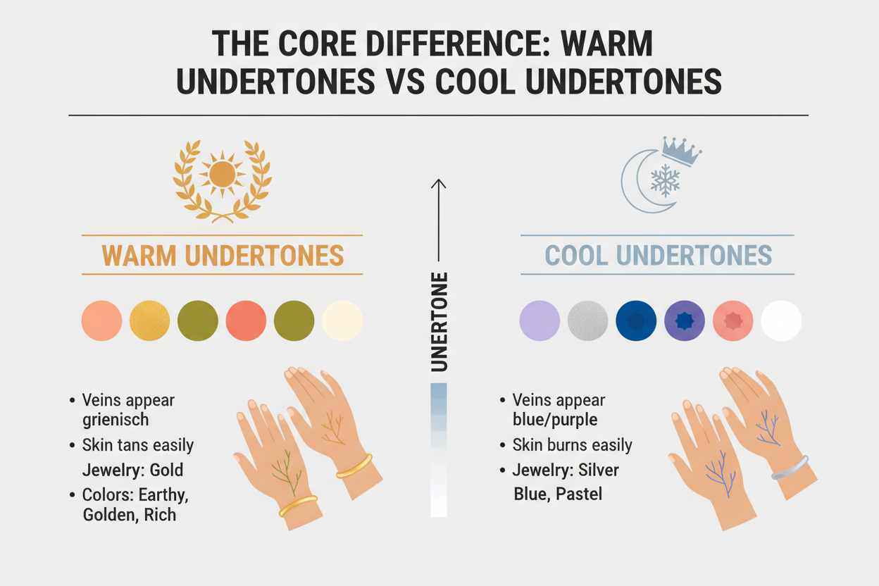 Spring vs Summer Palette Differences section visual for The Core Difference: Warm Undertones vs Cool Undertones