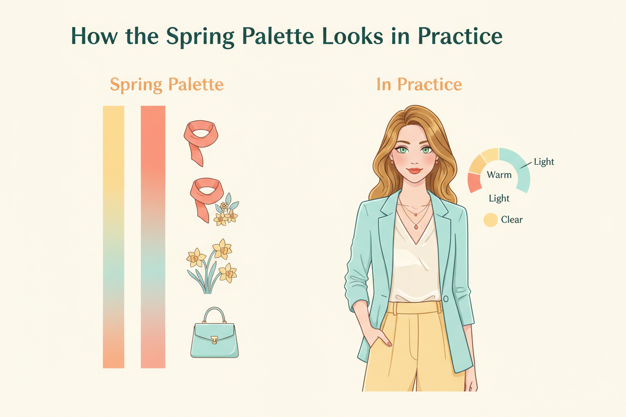 Spring vs Summer Palette Differences section visual for How the Spring Palette Looks in Practice