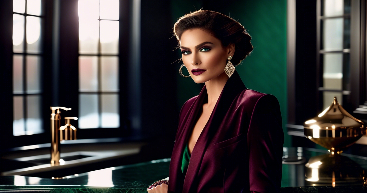 Stylish woman standing by well-lit window demonstrating how to apply deep winter palette colors in everyday outfits