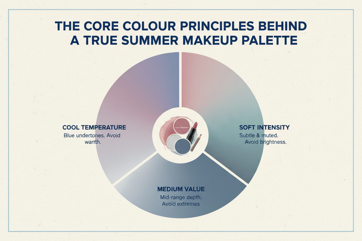 Summer Palette Makeup Guide section visual for The Core Colour Principles Behind a True Summer Makeup Palette