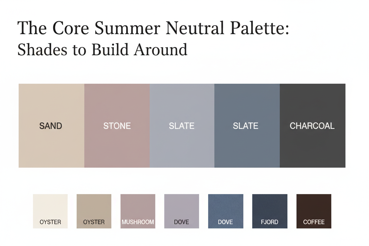 Summer Palette Neutrals and Accent Colors section visual for The Core Summer Neutral Palette: Shades to Build Around