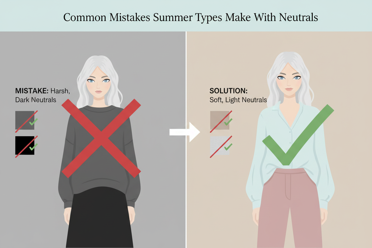 Summer Palette Neutrals and Accent Colors section visual for Common Mistakes Summer Types Make With Neutrals