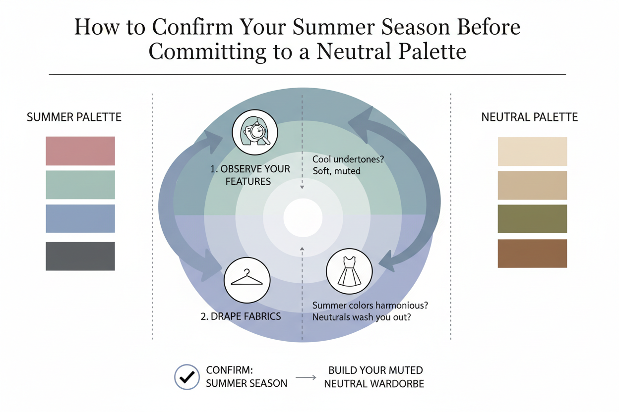 Summer Palette Neutrals and Accent Colors section visual for How to Confirm Your Summer Season Before Committing to a Neutral Palette