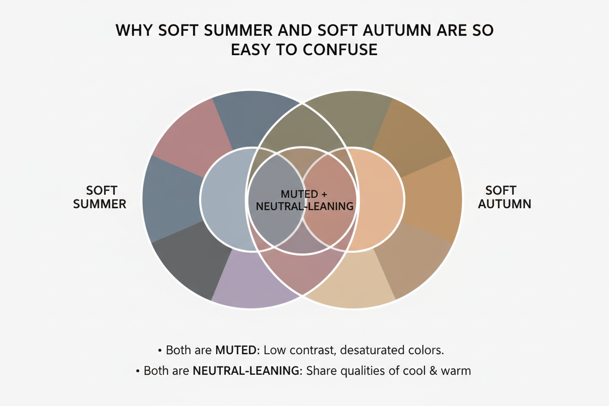 Summer vs Autumn Palette Differences section visual for Why Soft Summer and Soft Autumn Are So Easy to Confuse