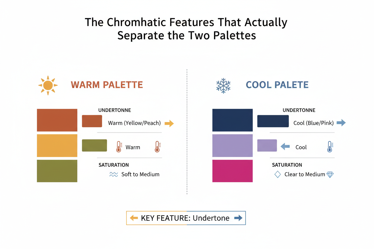 Summer vs Autumn Palette Differences section visual for The Chromatic Features That Actually Separate the Two Palettes