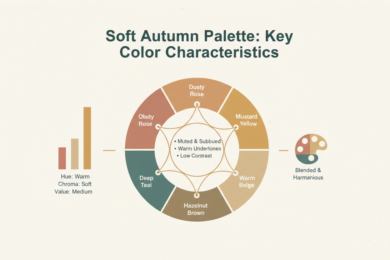 Summer vs Autumn Palette Differences section visual for Soft Autumn Palette: Key Color Characteristics