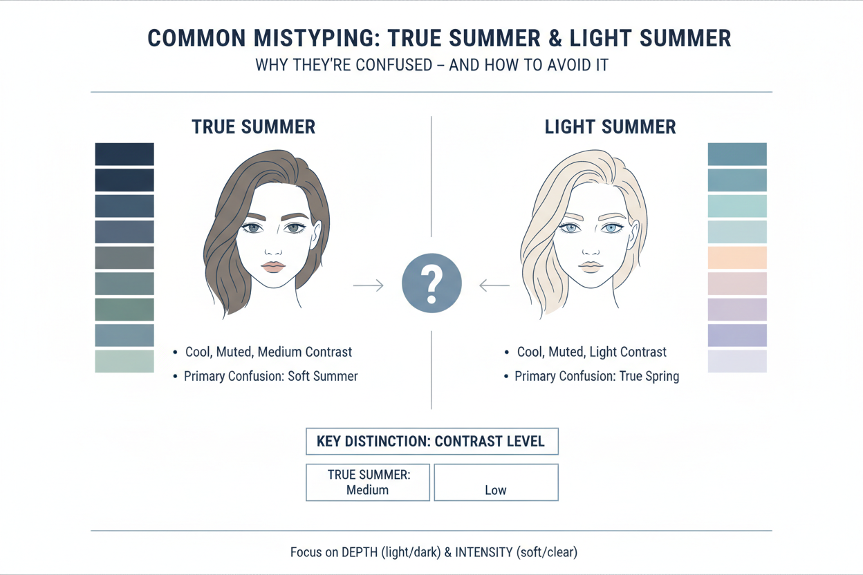 True Summer vs Light Summer section visual for Common Mistyping: Why True Summer and Light Summer Get Confused—and How to Avoid It
