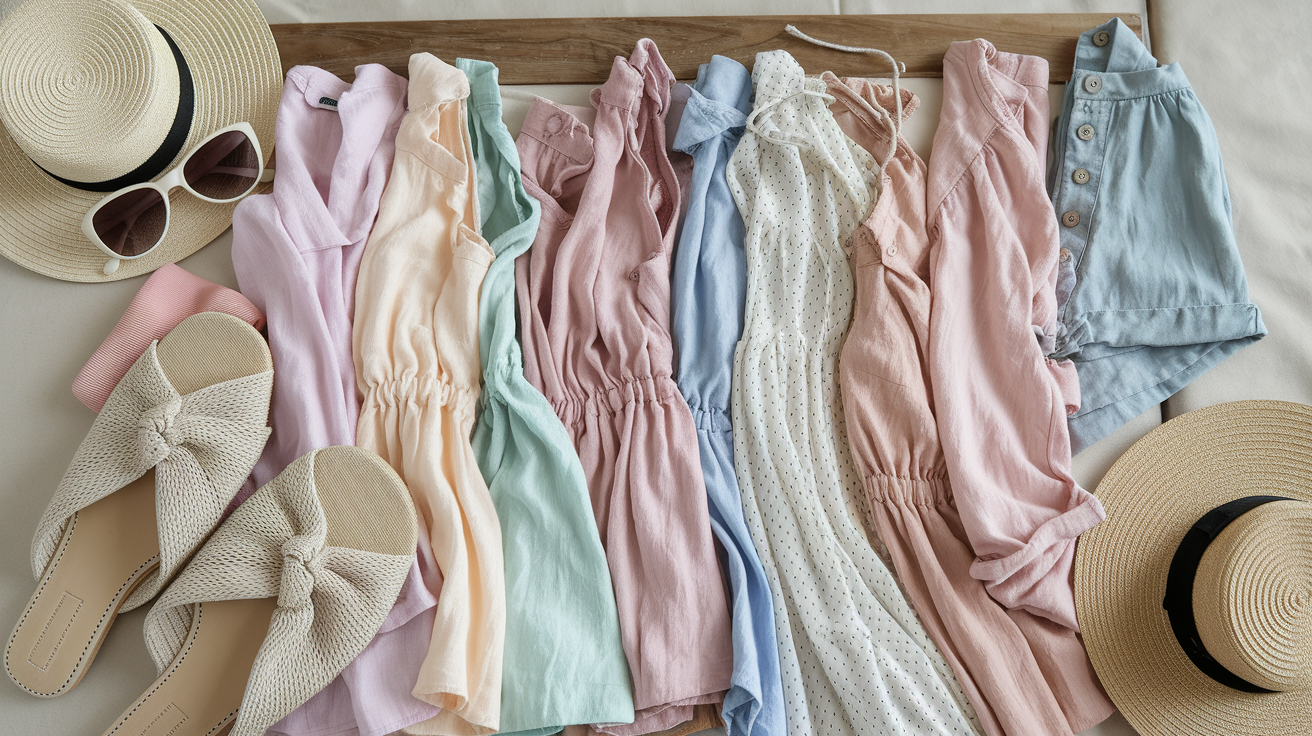 True summer wardrobe styling guide with cool neutrals, fabrics, and patterns