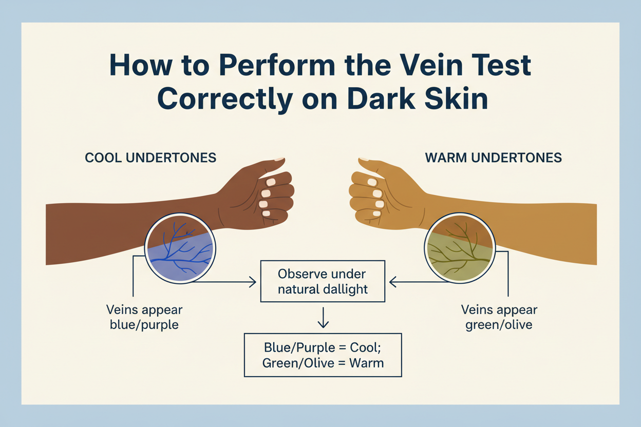 Undertone Test for Dark Skin section visual for How to Perform the Vein Test Correctly on Dark Skin