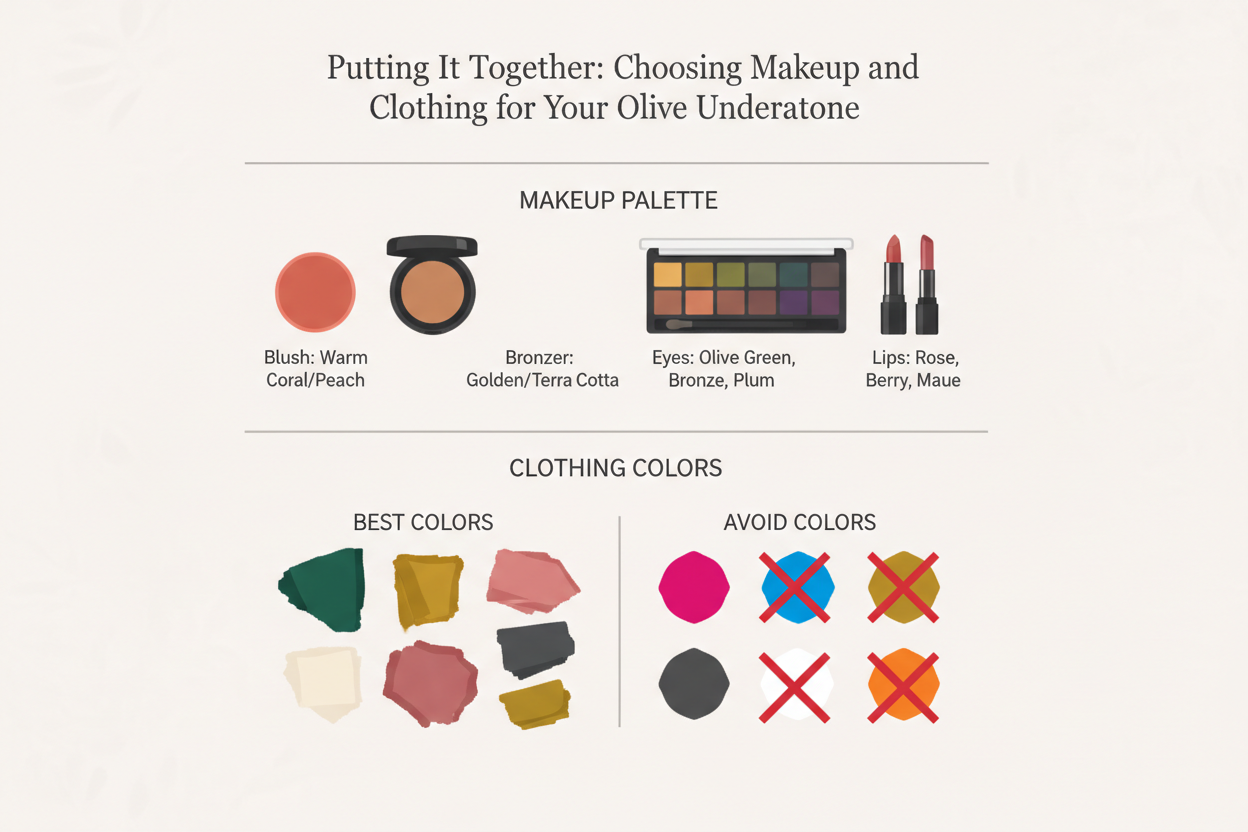 Undertone Test for Olive Skin section visual for Putting It Together: Choosing Makeup and Clothing Colors for Your Olive Undertone