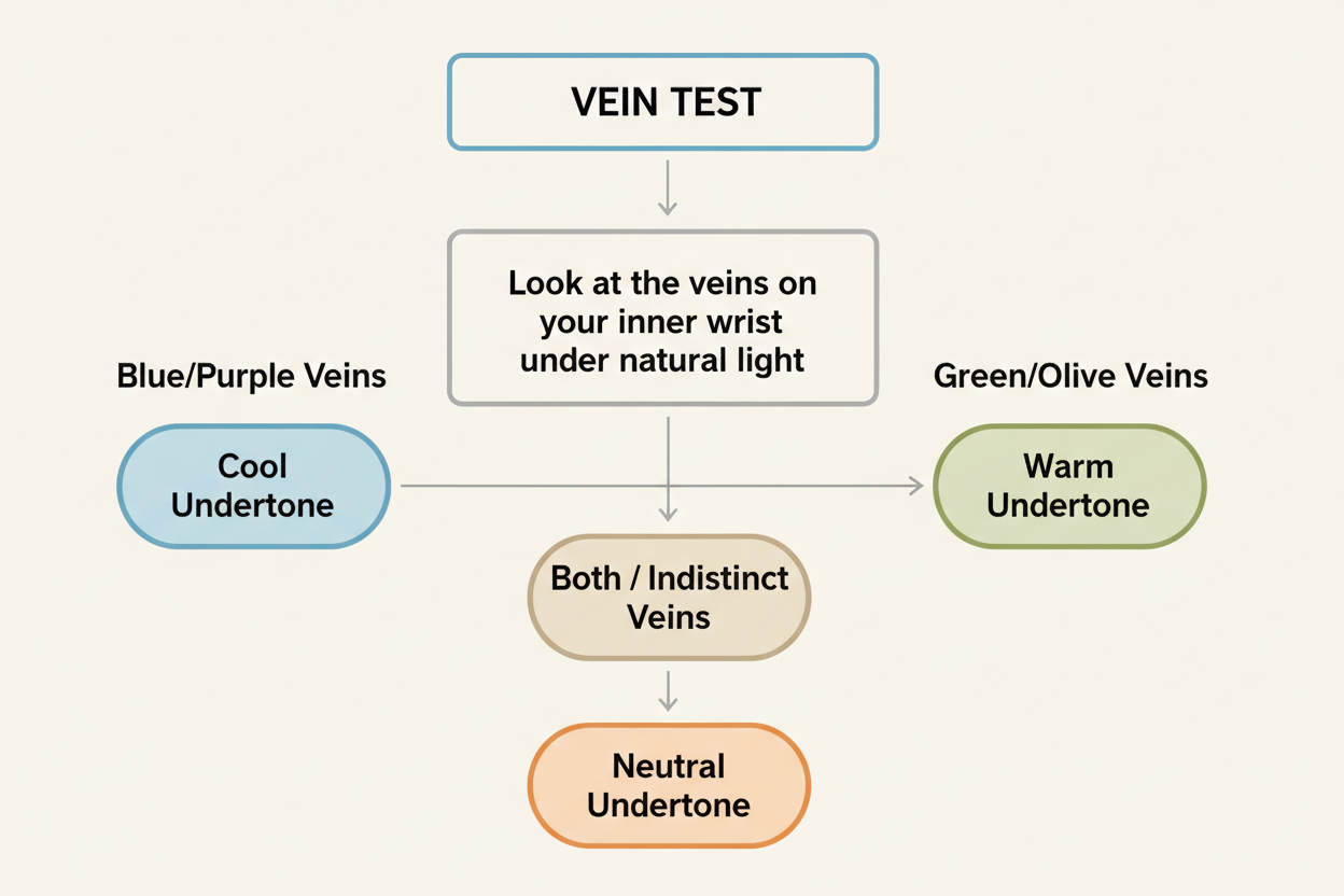 Undertone Test: Vein Test vs Jewelry Test flowchart resolver