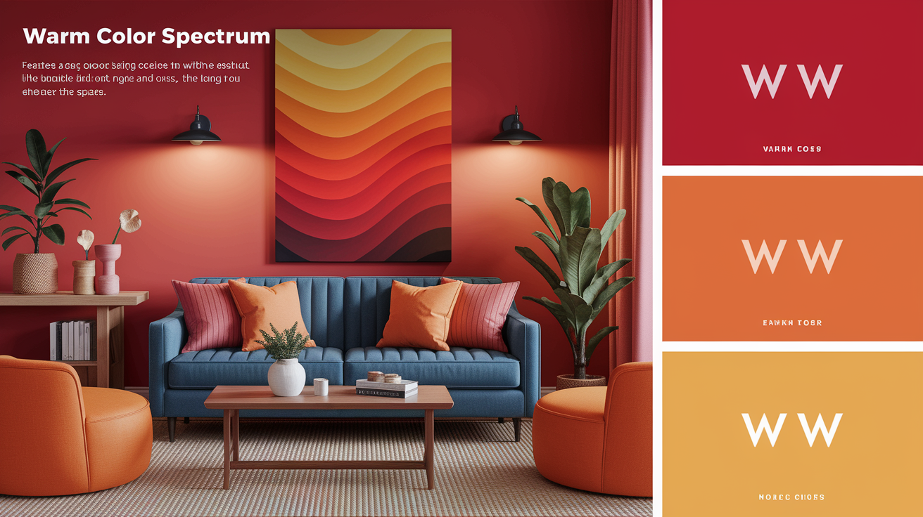 Warm color spectrum showing reds, yellows, and oranges and their applications