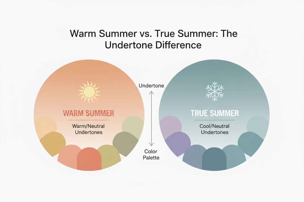 Warm Summer Color Palette: Common Confusion section visual for Warm Summer vs. True Summer: The Undertone Difference